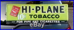 Vintage 1940's Hi-Plane Cigarette Pipe Tobacco Gas Oil 35 Embossed Metal Sign