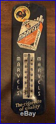 Vintage 1940's Marvels Cigarettes Tobacco Gas Oil Metal Thermometer Sign