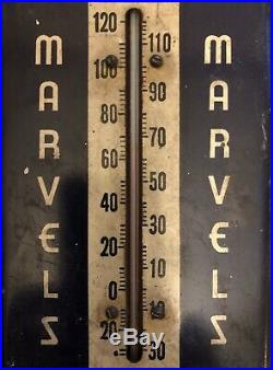 Vintage 1940's Marvels Cigarettes Tobacco Gas Oil Metal Thermometer Sign