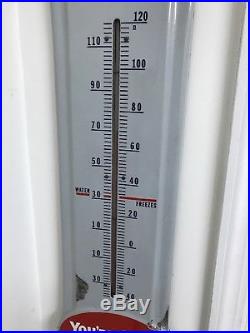 Vintage 1940's Prestone Anti-Freeze 36 Porcelain Metal Thermometer Sign
