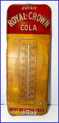 Vintage 1940's RC Royal Crown Cola Soda Pop 26 Metal Thermometer Sign-Works