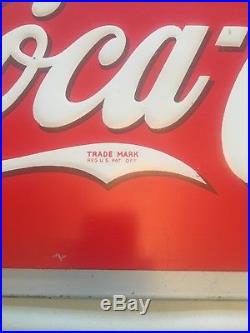 Vintage 1940s Coca Cola Embossed Metal Sign