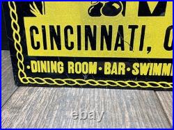 Vintage 1940s El Rancho Rankin Motel Metal Sign Cincinnati Ohio Route 125 EAST