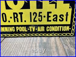 Vintage 1940s El Rancho Rankin Motel Metal Sign Cincinnati Ohio Route 125 EAST