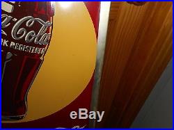 Vintage 1940s HAVE A COKE COCA COLA 5 Cent Metal Advertising VERTICAL SODA SIGN
