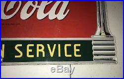 Vintage 1941 Coca Cola Fountain Service Soda Pop Porcelain Metal Sign 27 Long