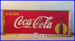 Vintage 1941 DRINK COCA COLA Metal Advertising Sign Signed MCA 71 x 28