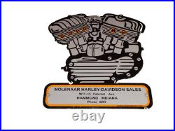 Vintage 1941 Harley Davidson Motorcycle Sales Porcelain Metal Gasoline Oil Sign