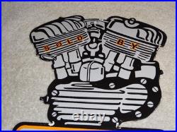 Vintage 1941 Harley Davidson Motorcycle Sales Porcelain Metal Gasoline Oil Sign