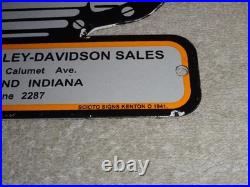 Vintage 1941 Harley Davidson Motorcycle Sales Porcelain Metal Gasoline Oil Sign