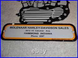 Vintage 1941 Harley Davidson Motorcycle Sales Porcelain Metal Gasoline Oil Sign