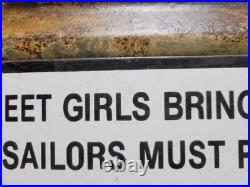 Vintage 1942 Sailor Porcelain Sign Old Hotel Virginia Beach Street Girls Brothel