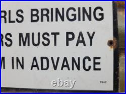 Vintage 1942 Sailor Porcelain Sign Old Hotel Virginia Beach Street Girls Brothel