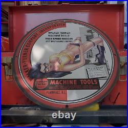 Vintage 1945 Walker-Turner Machine Tools Company Porcelain Gas & Oil Metal Sign