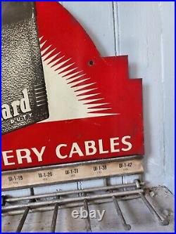 Vintage 1946 Willard Battery Cable Rack Embossed Signage Metal Hanger Gas