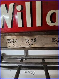 Vintage 1946 Willard Battery Cable Rack Embossed Signage Metal Hanger Gas