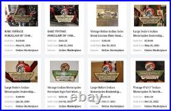 Vintage 1948 Indian Motorcycles Sales+ Service Porcelain Metal Gasoline Oil Sign