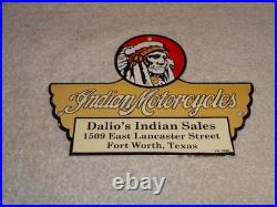 Vintage 1948 Indian Motorcycles Sales+ Service Porcelain Metal Gasoline Oil Sign