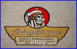 Vintage 1948 Indian Motorcycles Sales+ Service Porcelain Metal Gasoline Oil Sign
