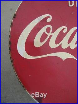 Vintage 1949 Coca Cola 2 Sided Metal Flange Sign RARE ORIGINAL