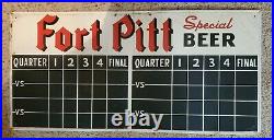 Vintage 1949 Collectible Fort Pitt Beer Advertising Metal Baseball Football Sign