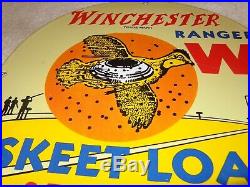 Vintage 1949 Winchester Skeet Load Gun Ammo 12 Porcelain Metal Gas Bullet Sign