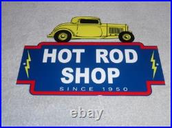 Vintage 1950 Hot Rod Shop Auto Parts Lightning 12 Metal Car Gasoline & Oil Sign
