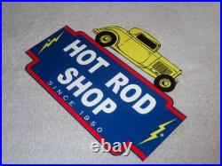 Vintage 1950 Hot Rod Shop Auto Parts Lightning 12 Metal Car Gasoline & Oil Sign