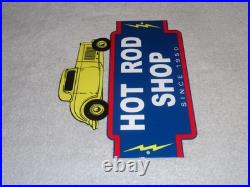 Vintage 1950 Hot Rod Shop Auto Parts Lightning 12 Metal Car Gasoline & Oil Sign