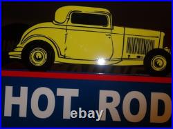 Vintage 1950 Hot Rod Shop Auto Parts Lightning 12 Metal Car Gasoline & Oil Sign