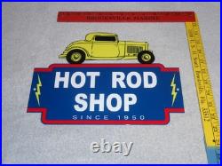 Vintage 1950 Hot Rod Shop Auto Parts Lightning 12 Metal Car Gasoline & Oil Sign