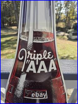 Vintage 1950'S Die Cut Metal Triple AAA Root Beer Bottle Sign Excellent