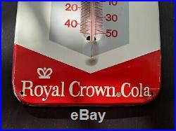 Vintage 1950'S ENJOY RC, Royal Crown Cola Metal THERMOMETER Advertising Sign