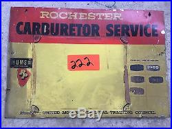 Vintage 1950'S Rochester Carburetor Service Chevrolet Gas & Oil 20 Metal Sign