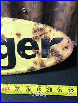 Vintage 1950's Badger Farm Equipment Tractor Seed Feed 22 Embossed Metal Sign