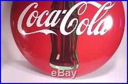 Vintage 1950's Coca-Cola A-M 12-55 Metal Button Sign 24 X 24