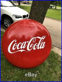 Vintage 1950's Coca-Cola Metal Porcelain 48 Round BUTTON Sign! Very NICE