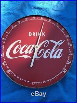 Vintage 1950's Coca Cola Soda Pop Gas Station 12 Metal Thermometer Sign 495A