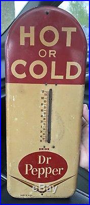 Vintage 1950's Dr Pepper Soda Pop Gas Oil 16 Metal Thermometer SignNice