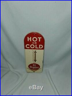 Vintage 1950's Dr Pepper Soda Pop Gas Station 16 Metal Thermometer Sign