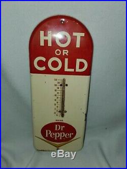 Vintage 1950's Dr Pepper Soda Pop Gas Station 16 Metal Thermometer Sign