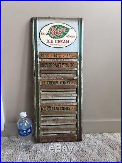 Vintage 1950's Eat Breyers Ice cream Metal Menu Board Sign Cones Pints