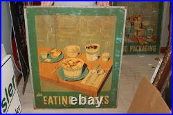 Vintage 1950's Eating Places Restaurant Food Containers 25x31 Metal Sign