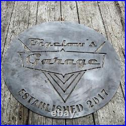 Vintage 1950's Garage Sign Personalized Metal Wall Art Dad Man Cave, Classic