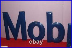 Vintage 1950's Mobil Mobilubrication Embossed Porcelain Metal Sign COMPLETE/NICE