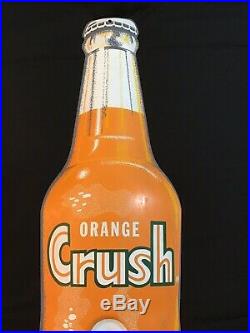 Vintage 1950's Orange Crush Soda Pop 28 3/4 Embossed Metal Thermometer Sign