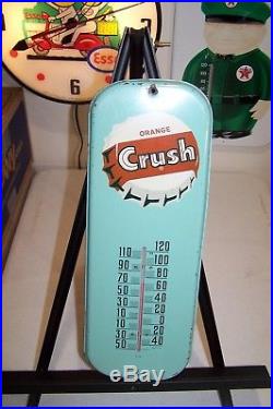 Vintage 1950's Orange Crush Soda Pop Bottle Cap 16 Metal Thermometer SignNice