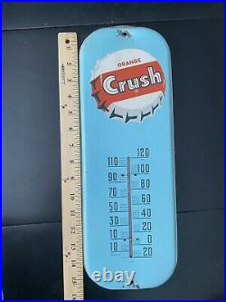 Vintage 1950's Orange Crush Soda Pop Metal Thermometer Sign