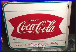 Vintage 1950's Original Coca Cola Soda Pop Metal Fishtail Flange Sign Coke WOW