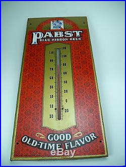 Vintage 1950's Pabst Blue Ribbon Beer 20 Embossed Metal Thermometer Sign-Nice